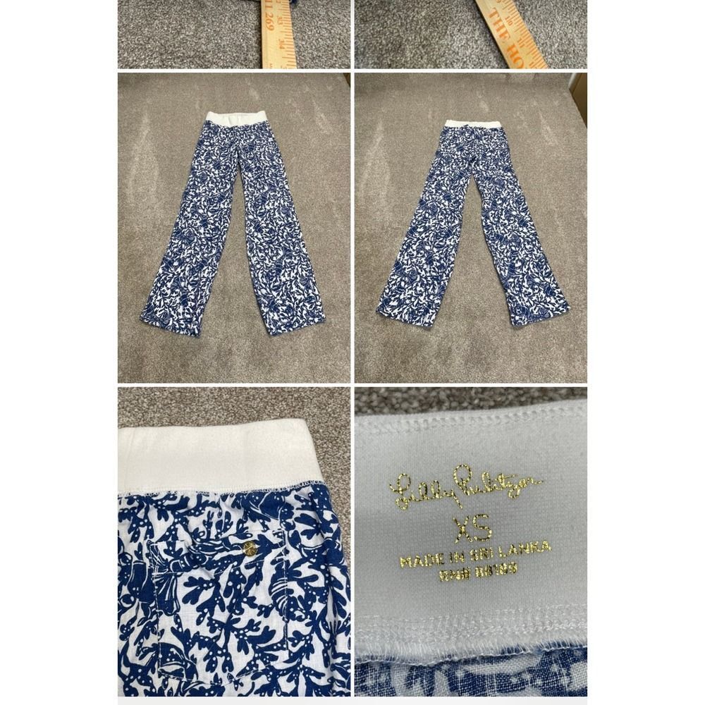 Lily Pulitzer women beach palazzo wide leg pants sz xsmall oyster bay blue linen